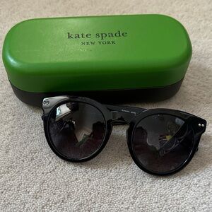 kate spade Black Round Sunglasses with Green Logo Case